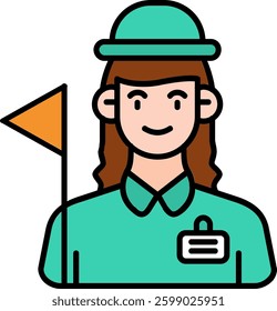 Tour guide Line vector Icon Design