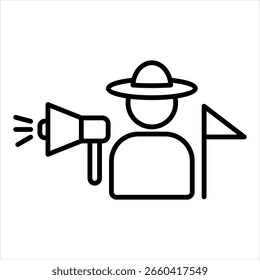 Tour Guide Outline Icon Vector Illustration