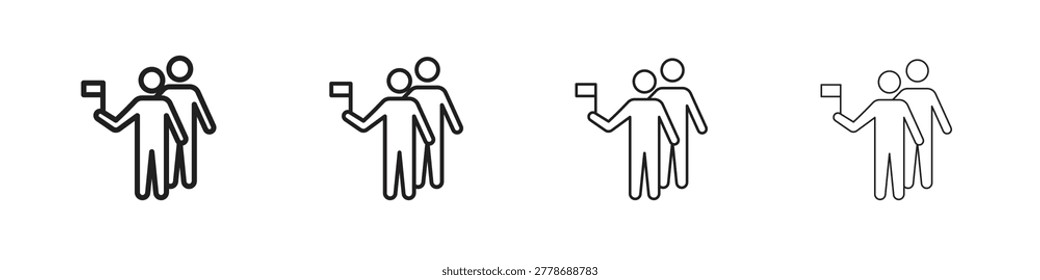 Tour guide people icon with Editable Strokes in thin to bold line styles