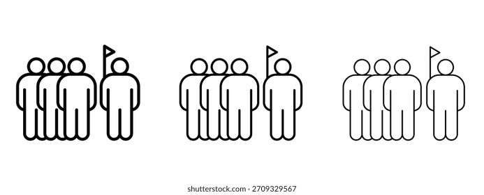Signo de estilo lineal del icono de la gente de la guía turística para el concepto y el Diseño web móviles.