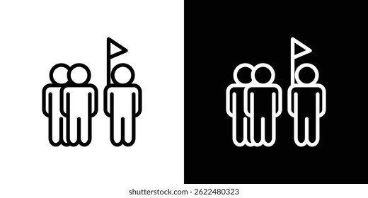 Tour guide people icon shape graphic simple plain clipart symbol. thin line outline art