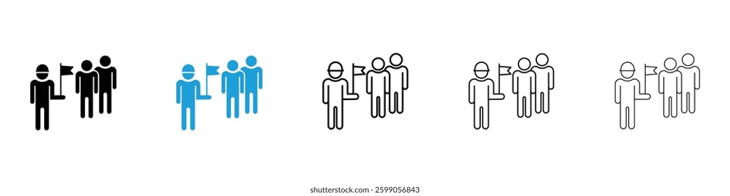 Tour guide people icons vector illustrations in black and blue colors for web and ui designs