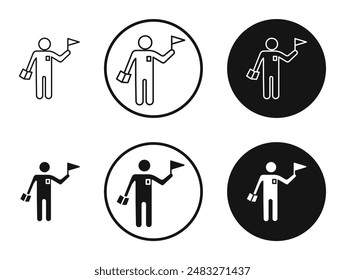 Tour guide people outlined icon vector collection.