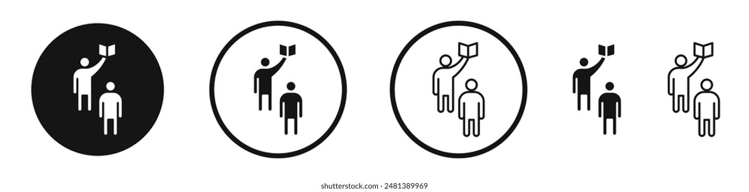 Tour guide people vector icon set in black and white color.
