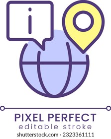 Icono de color RGB perfecto para píxel guía de recorrido. Turismo internacional. Información para viajeros. Ilustración vectorial aislada. Dibujo de línea simple relleno. Trazo editable. Fuente de Poppins utilizada