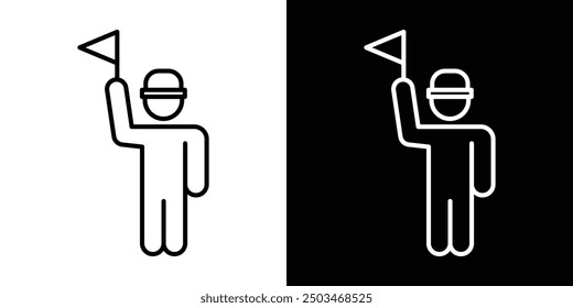 Tour guide thin line vector icon set.