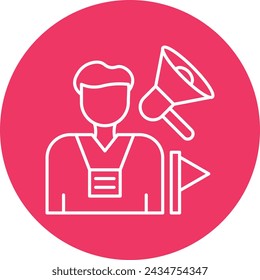 Tour Guide Vector Line Circle Icon Design