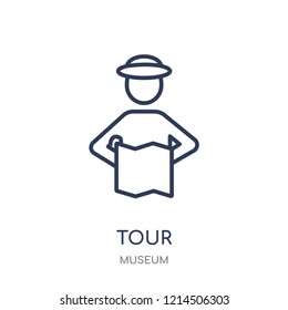 Tour icon. Tour linear symbol design from Museum collection. Simple outline element vector illustration on white background.