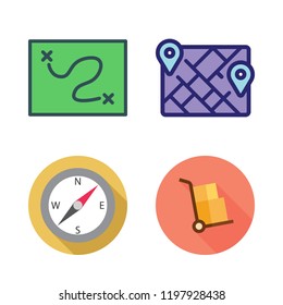 tour icon set. vector set about map, compass and packs icons set.