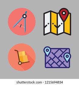 tour icon set. vector set about compass, packs and map icons set.