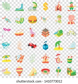 Tour icons set. Cartoon style of 36 tour vector icons for web for any design