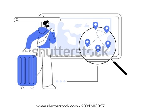 Tour navigator abstract concept vector illustration. Travel guide mobile app, smart trip navigation online, traveler review, smartphone application, holiday planner abstract metaphor.