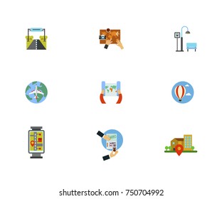 Tour planning icon set