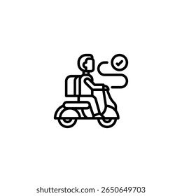 tour rider adventure outline icon and illustration