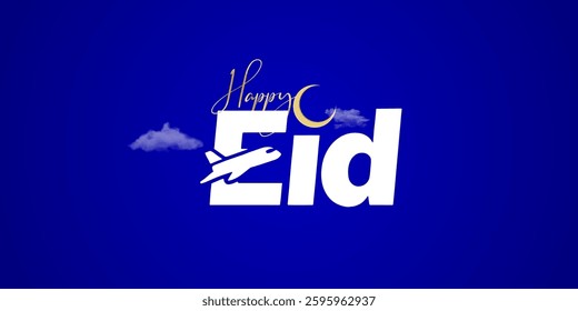 Tour, Travel, Airlines, Aviation, Tourism, Tourist visit creative concept idea design for Eid, Ramadan, Eid Ul Adha Islamic festival poster with new moon monuments airplane and tourist