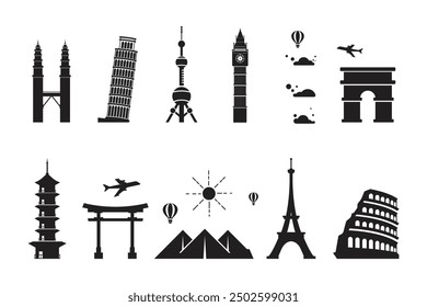 Tour travel around the world illustration design template
