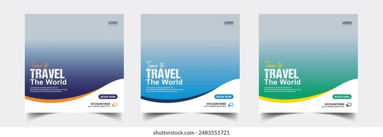 Tour and travel business promotion social media post or banner template