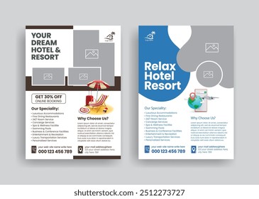 Tour and travel holiday vacation online hotel resort booking print ready flyer or poster template