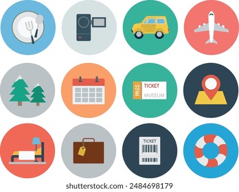 Tour and travel icon set. Travel and tour icons set. Tourism vector icon