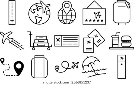 Tour and travel icon set. Line Icons Editable Stroke. Travel and tour icons set. Tourism vector icon
