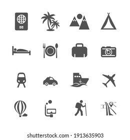 Tour And Travel Icon Set Vector.