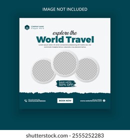 Tour and travel instagram post banner or social media post template