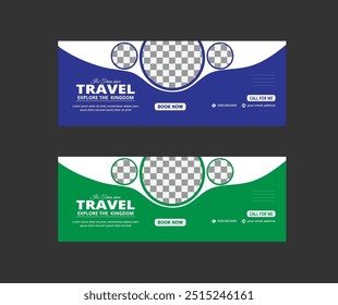 tour travel marketing, vector graphic design facebook cover template
