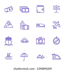 Tour and travel outline icon set vector illustration