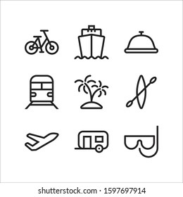 Tour and travel outline icon set vector illustration