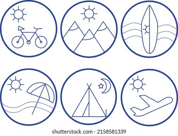 Tour and travel outline icon set vector illustration