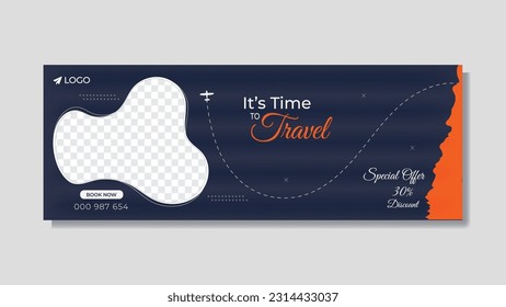 Tour and travel timeline cover design and web banner design vector template.