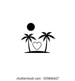 Tour in Valentine's day solid icon, Travel and Island with heart, love concept, vector graphics, a filled pattern on a white background, eps 10.