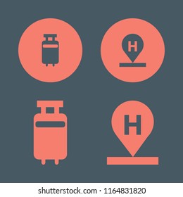 tour vector icons set. with hotel location and travelling luggage in set