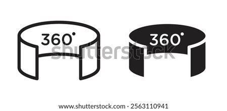 Tour virtual icons in black line and filled versions