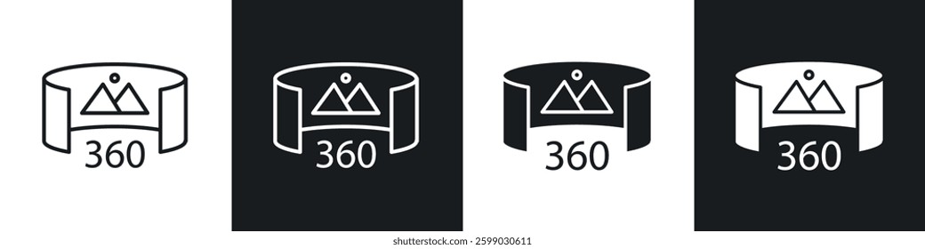 Tour virtual icons in flat and linear vector illustration on white background.