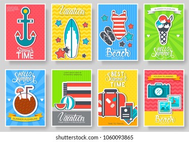 Tour of the world vector brochure cards set. Travel template of flyear, magazines, posters, book cover, banners. Summer vacation trip infographic concept  background. Layout illustrations modern 