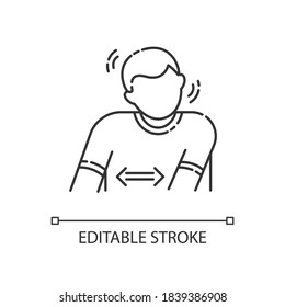 Tourette syndrome linear icon. Patient suffer from chronic disease. Physical disability. Thin line customizable illustration. Contour symbol. Vector isolated outline drawing. Editable stroke