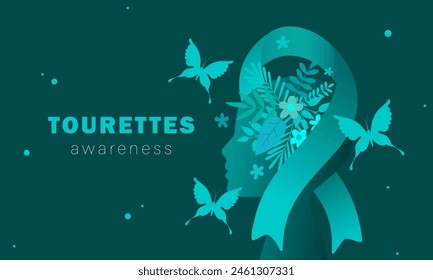 Tourettes Awareness Day. Medicine and health concept of Tourette Syndrome neurological condition. Vector illustration