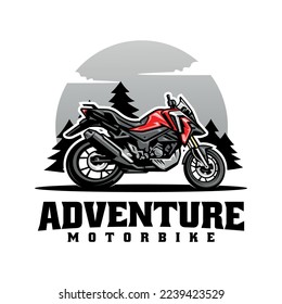 touring and adventure motorcycle logo vector