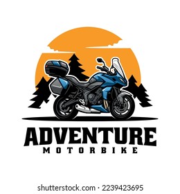 touring and adventure motorcycle logo vector