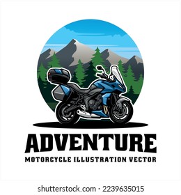 touring and adventure motorcycle logo vector