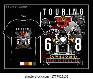 touring awesome, vector motorcycle typography illustration design