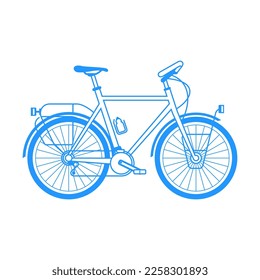 Touring bicycle outline style vector illustration