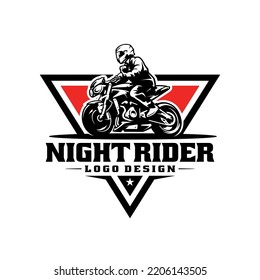 Touring biker riding motorcycle logo vector