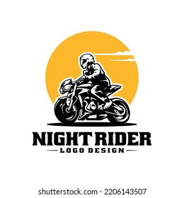 Touring biker riding motorcycle logo vector