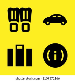 touring car, info, flippers and suitcase vector icon set. Sample icons set for web and graphic design