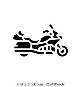 vector de icono de glifo de motocicleta de gira. caravana de motocicleta. símbolo de contorno aislado ilustración negra