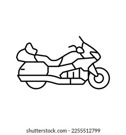 vector de icono de la línea de la motocicleta de gira. caravana de motocicleta. símbolo de contorno aislado ilustración negra