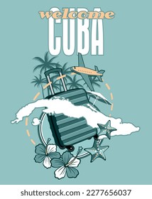 Tourism advertising poster for vacation in Cuba