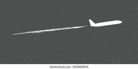 Tourism, airplane flies above the clouds in the sky. Air plane flight route. Vector Aircraft and cloud sign. For summer vacation or holiday. Travel, navigation destination. Star icons